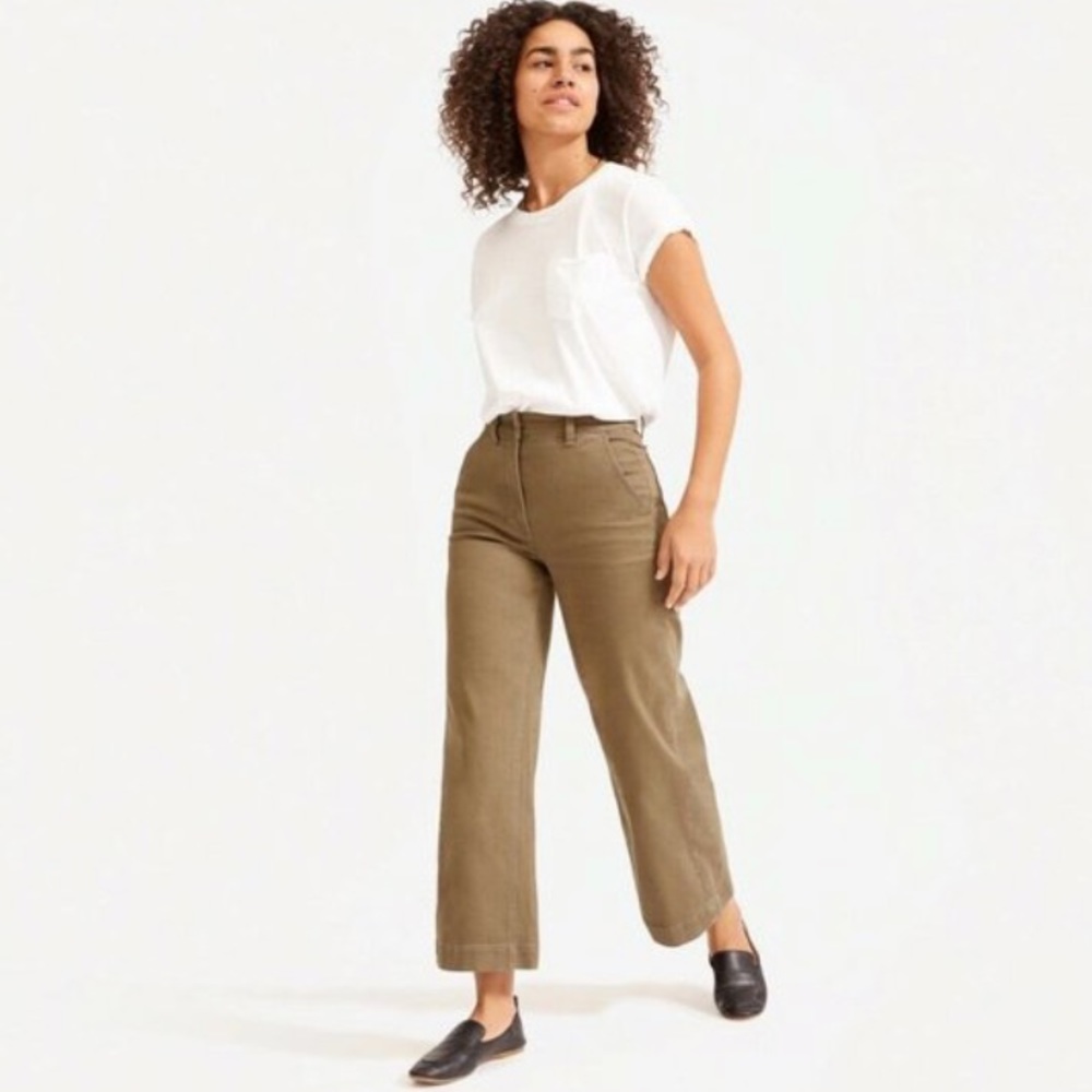 Everlane Wide Leg Crop Pant High Rise Brown Jeans
